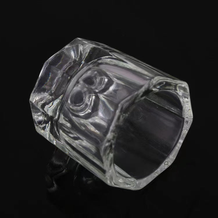 Nail Art Brush Cleaning Cup - Thick Glass Hexagonal Cup