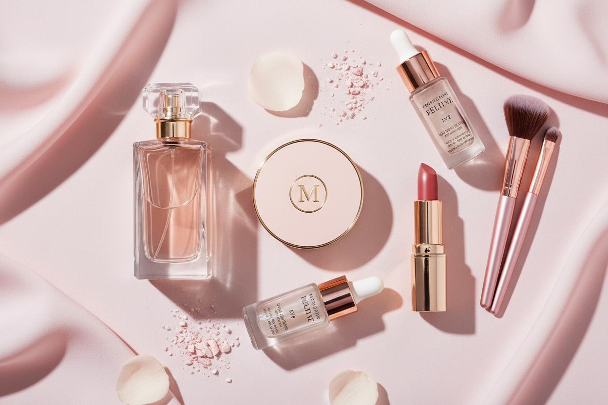 Perfume and Makeup Flatlay